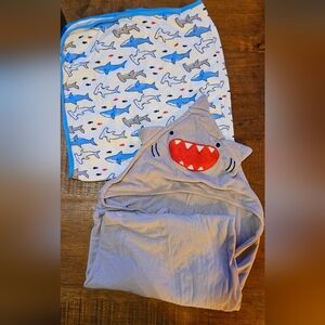 Simple Shark Themed Infant Bath Towels (2 Included)